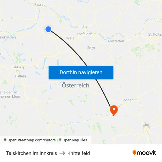 Taiskirchen Im Innkreis to Knittelfeld map