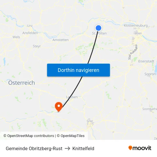 Gemeinde Obritzberg-Rust to Knittelfeld map