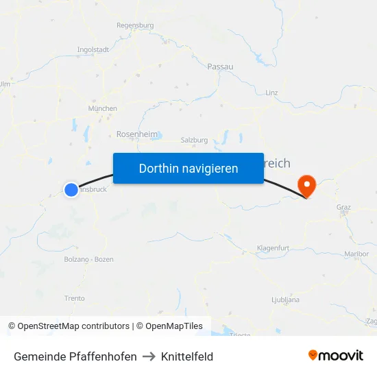 Gemeinde Pfaffenhofen to Knittelfeld map