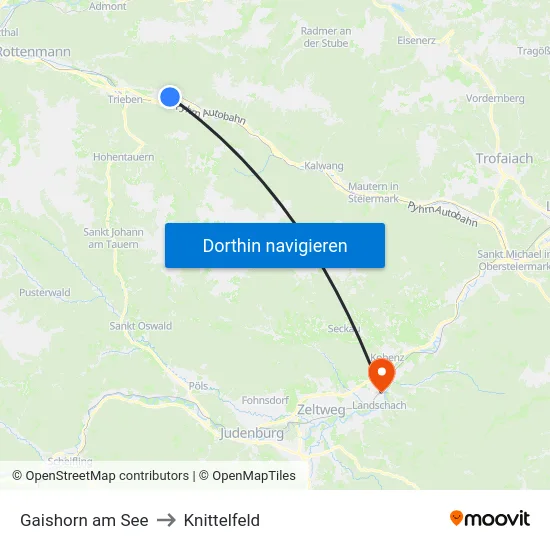 Gaishorn am See to Knittelfeld map