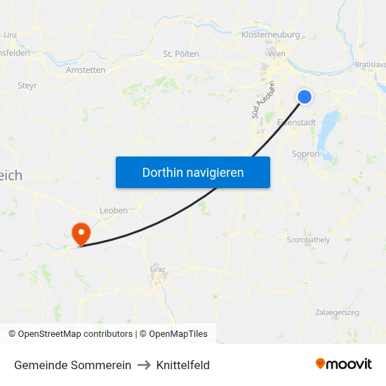 Gemeinde Sommerein to Knittelfeld map