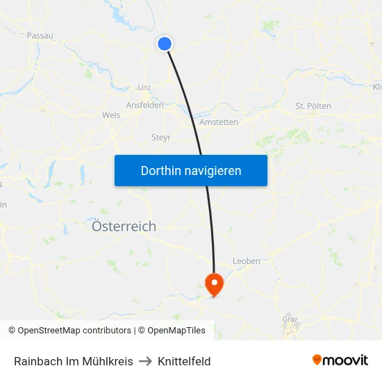 Rainbach Im Mühlkreis to Knittelfeld map