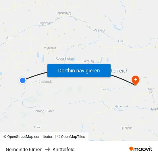Gemeinde Elmen to Knittelfeld map