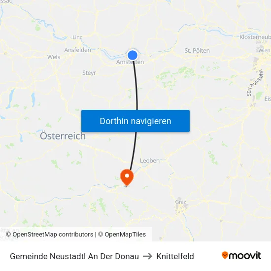 Gemeinde Neustadtl An Der Donau to Knittelfeld map
