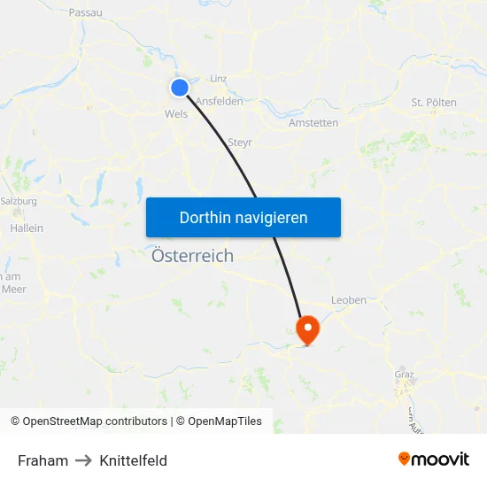 Fraham to Knittelfeld map