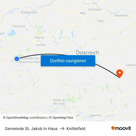 Gemeinde St. Jakob In Haus to Knittelfeld map
