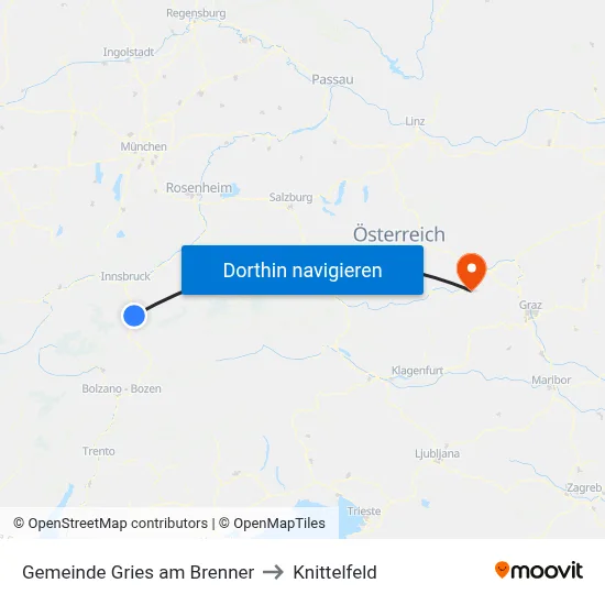 Gemeinde Gries am Brenner to Knittelfeld map