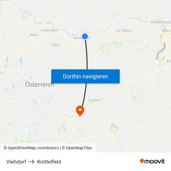 Viehdorf to Knittelfeld map