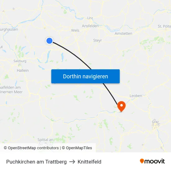 Puchkirchen am Trattberg to Knittelfeld map