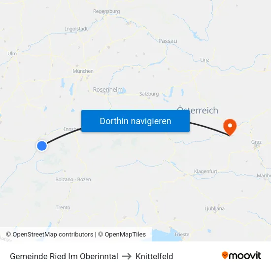 Gemeinde Ried Im Oberinntal to Knittelfeld map