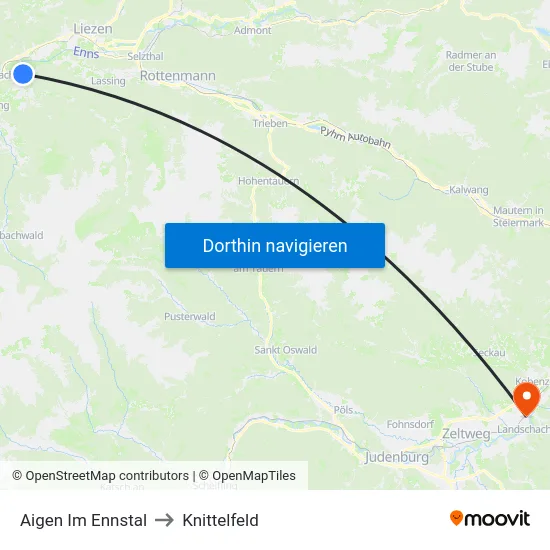 Aigen Im Ennstal to Knittelfeld map