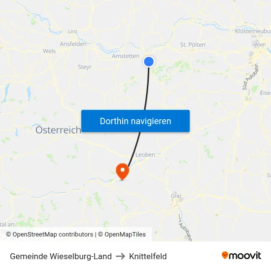 Gemeinde Wieselburg-Land to Knittelfeld map