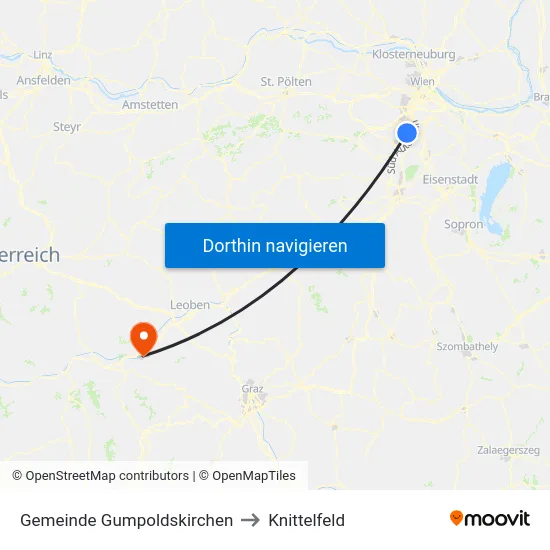 Gemeinde Gumpoldskirchen to Knittelfeld map