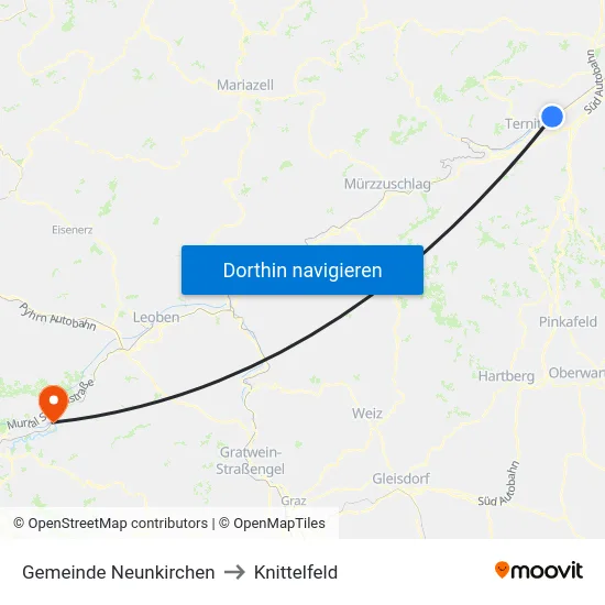 Gemeinde Neunkirchen to Knittelfeld map