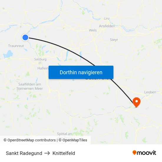 Sankt Radegund to Knittelfeld map