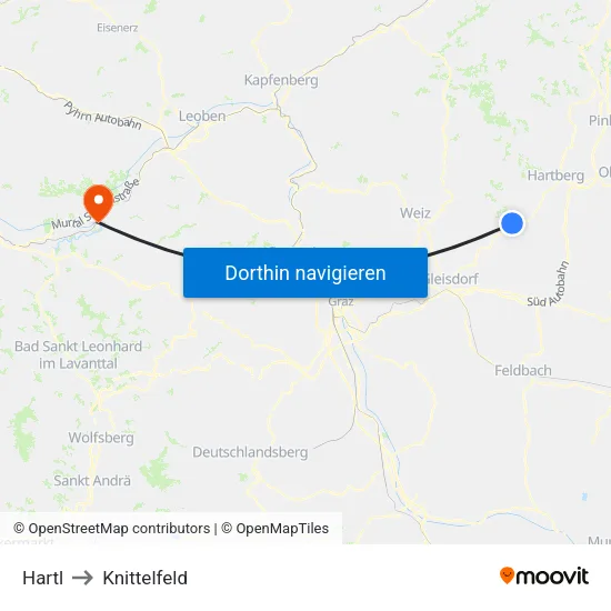 Hartl to Knittelfeld map