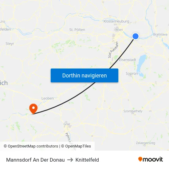 Mannsdorf An Der Donau to Knittelfeld map