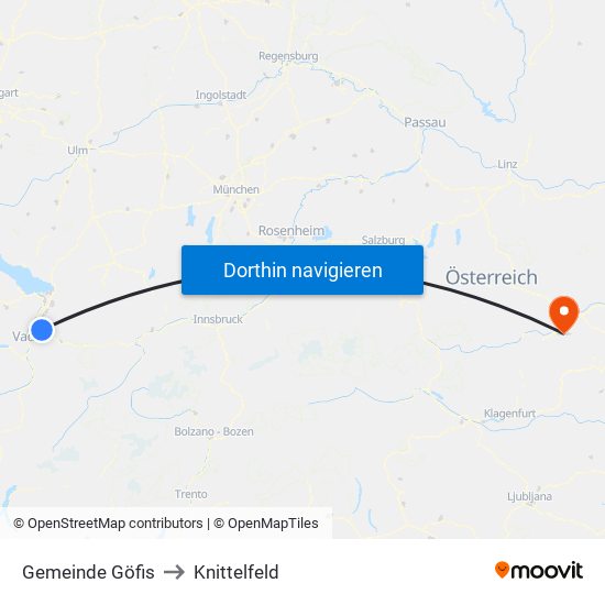 Gemeinde Göfis to Knittelfeld map