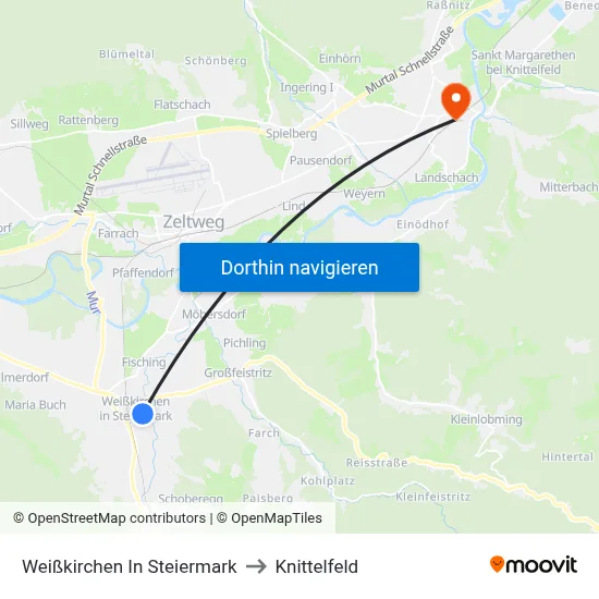 Weißkirchen In Steiermark to Knittelfeld map