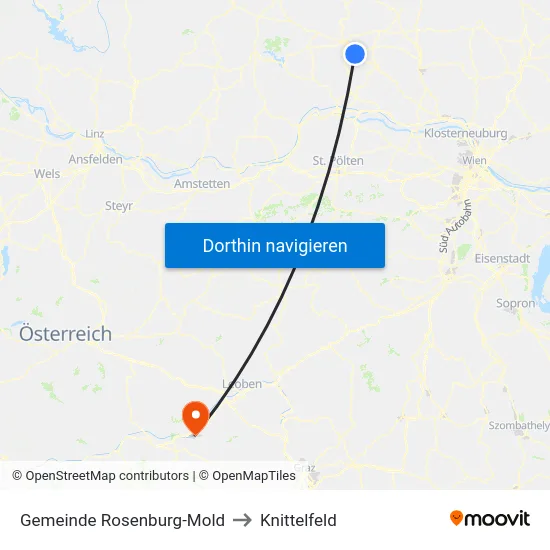 Gemeinde Rosenburg-Mold to Knittelfeld map