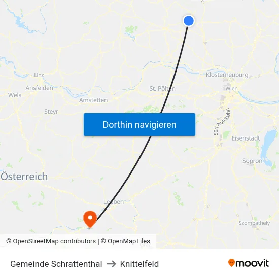 Gemeinde Schrattenthal to Knittelfeld map