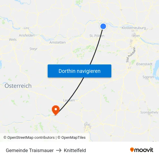 Gemeinde Traismauer to Knittelfeld map