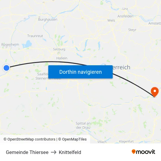 Gemeinde Thiersee to Knittelfeld map