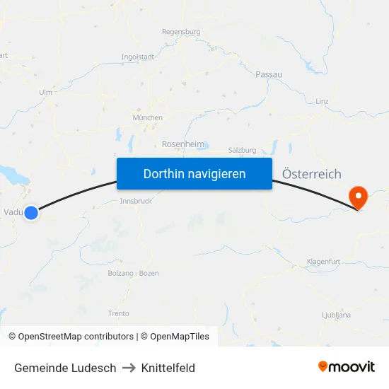 Gemeinde Ludesch to Knittelfeld map