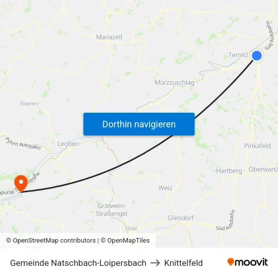 Gemeinde Natschbach-Loipersbach to Knittelfeld map