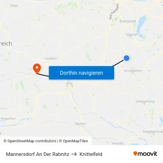 Mannersdorf An Der Rabnitz to Knittelfeld map