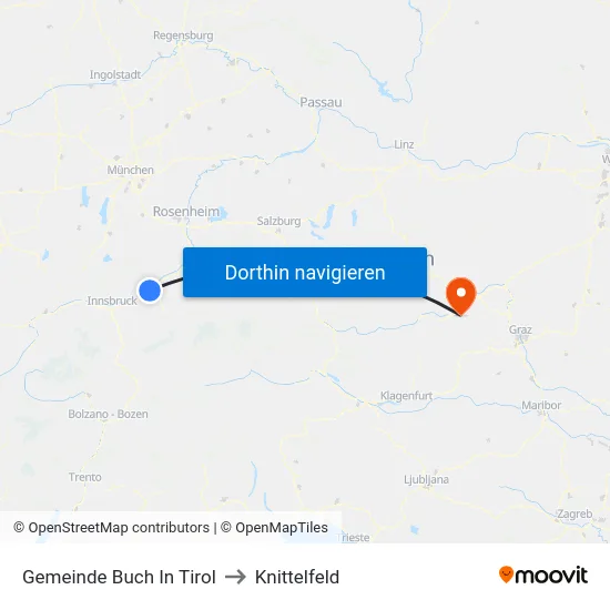 Gemeinde Buch In Tirol to Knittelfeld map
