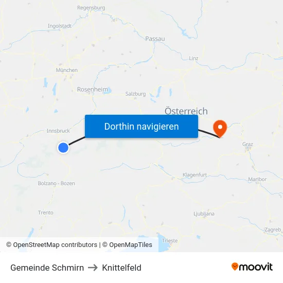 Gemeinde Schmirn to Knittelfeld map