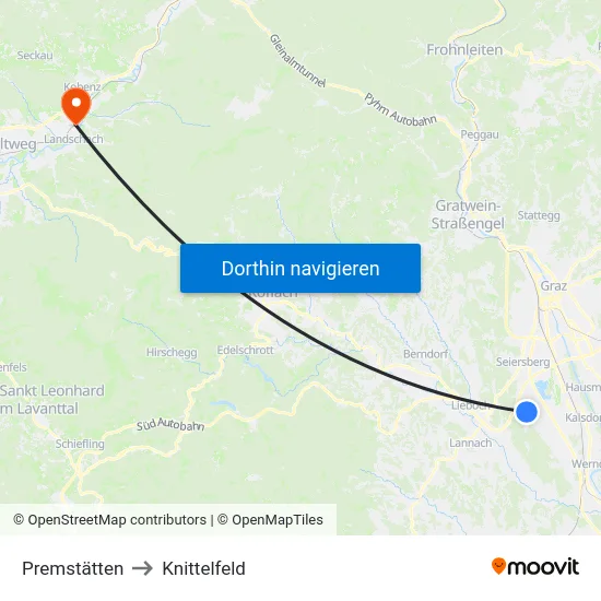 Premstätten to Knittelfeld map