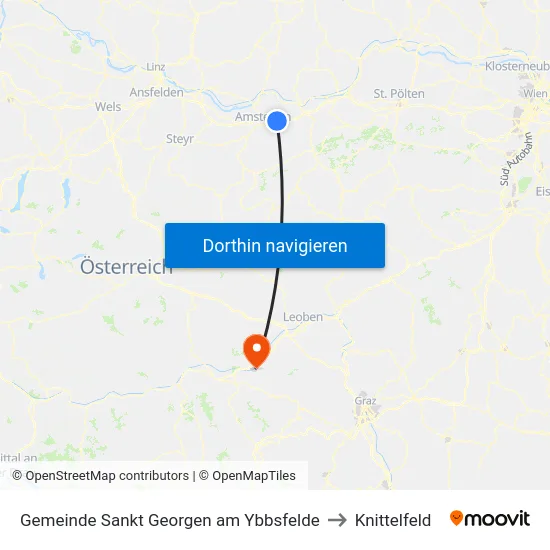 Gemeinde Sankt Georgen am Ybbsfelde to Knittelfeld map