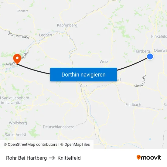 Rohr Bei Hartberg to Knittelfeld map