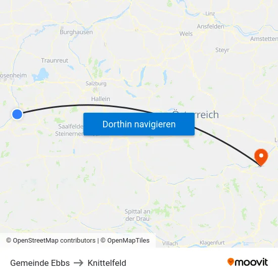 Gemeinde Ebbs to Knittelfeld map