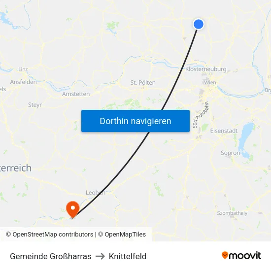 Gemeinde Großharras to Knittelfeld map