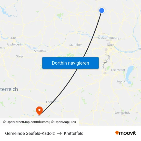 Gemeinde Seefeld-Kadolz to Knittelfeld map