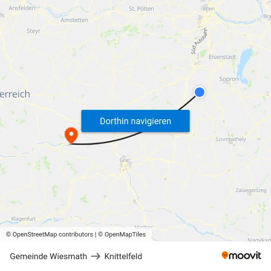 Gemeinde Wiesmath to Knittelfeld map