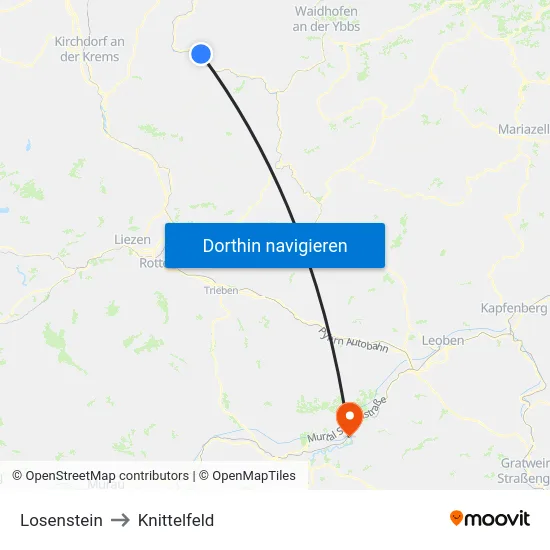 Losenstein to Knittelfeld map