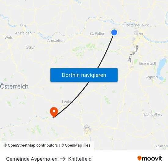 Gemeinde Asperhofen to Knittelfeld map