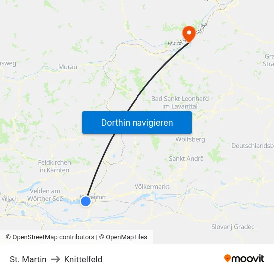 St. Martin to Knittelfeld map