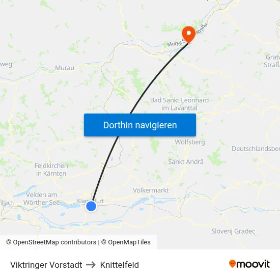 Viktringer Vorstadt to Knittelfeld map