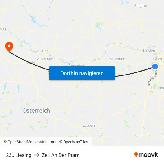 23., Liesing to Zell An Der Pram map