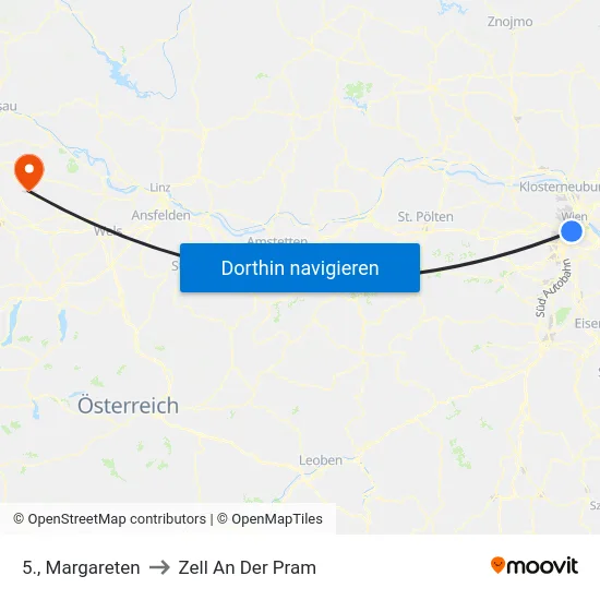 5., Margareten to Zell An Der Pram map