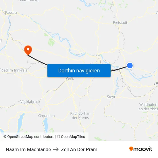 Naarn Im Machlande to Zell An Der Pram map