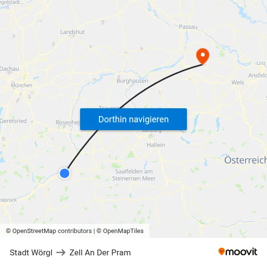 Stadt Wörgl to Zell An Der Pram map