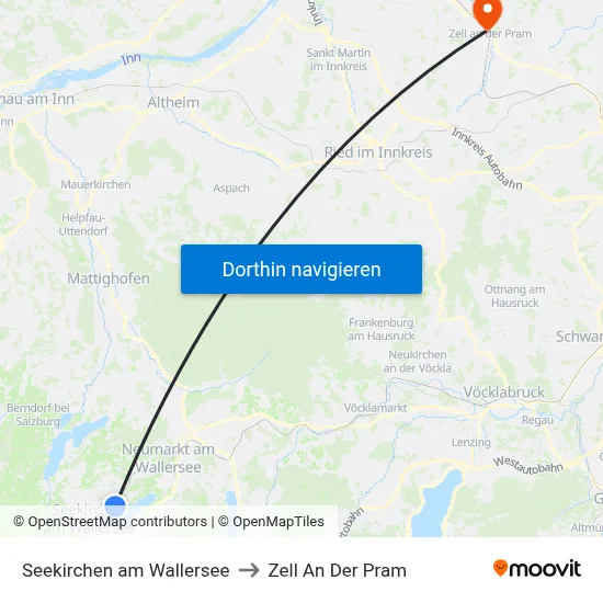 Seekirchen am Wallersee to Zell An Der Pram map