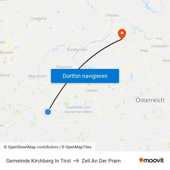 Gemeinde Kirchberg In Tirol to Zell An Der Pram map