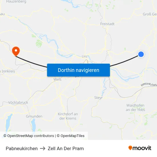 Pabneukirchen to Zell An Der Pram map
